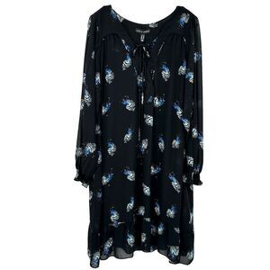 Love and Legend‎ Shift Dress Plus Size 24 Black Chiffon Overlay Feathers New